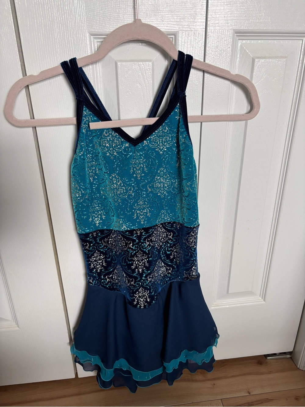 Jerry’s Navy and Teal Sparkle Figure Skating Dress Ladies XS